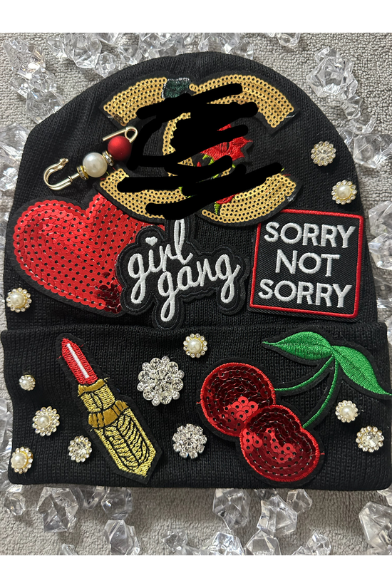 patched beanie hat